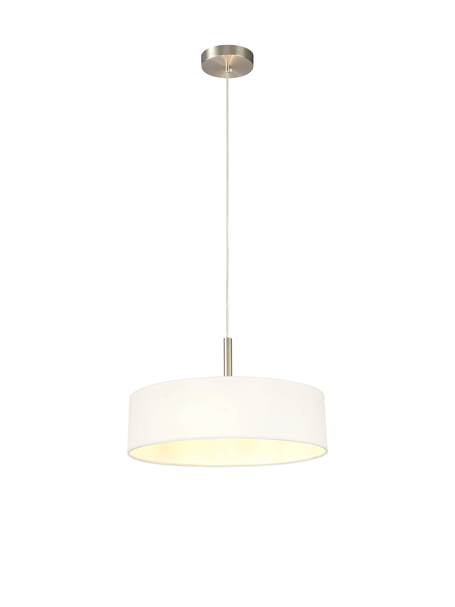 Baymont 45cm 3 Light Pendant Satin Nickel, White DK0721  Deco Baymont SN WH